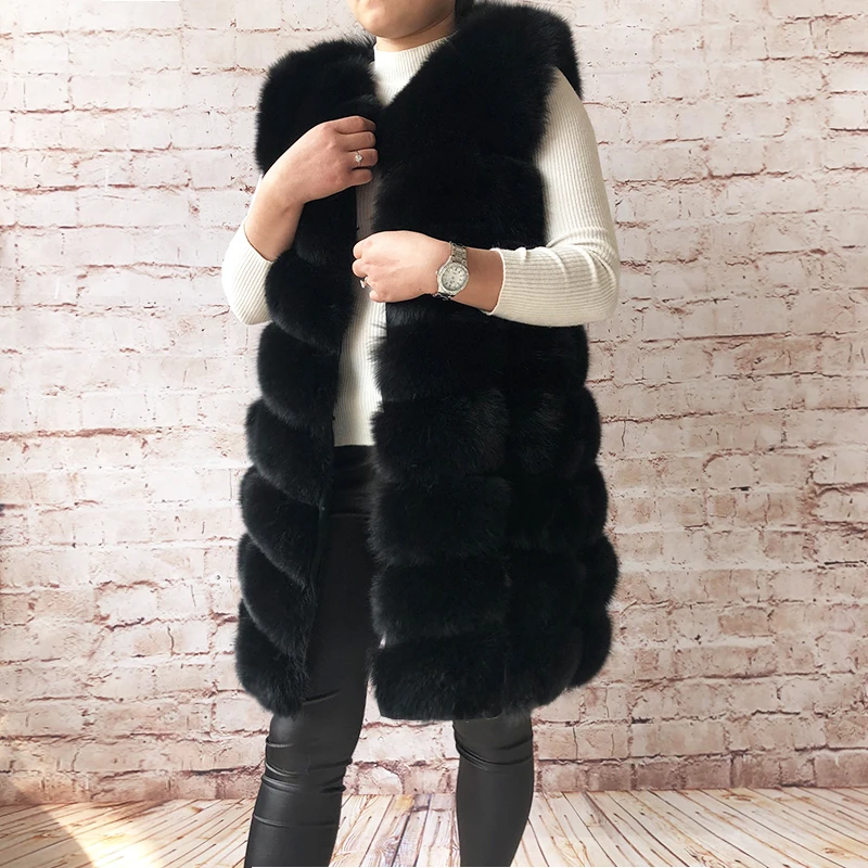 High quality women's real fox fur vest 100% natural real fur 2022 fashion fur coat genuine leather vest coat