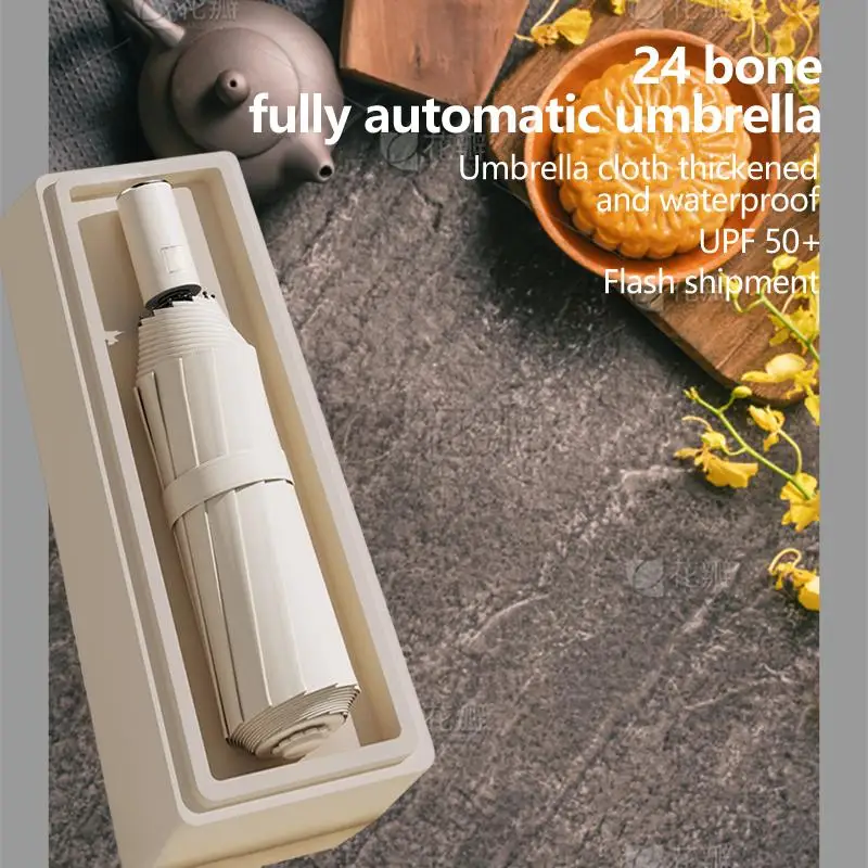 

Three-fold Automatic UV Protection Advertising Umbrella - The Ultimate Sun Shield for Your Brand