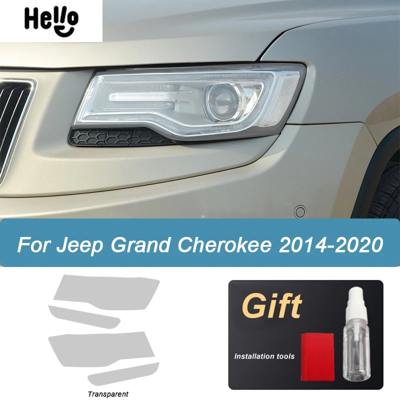 

Защитная пленка для автомобильных фар Jeep Grand Cherokee WK2 2014-2020, виниловая прозрачная пленка с дымчатым черным оттенком, наклейка из ТПУ