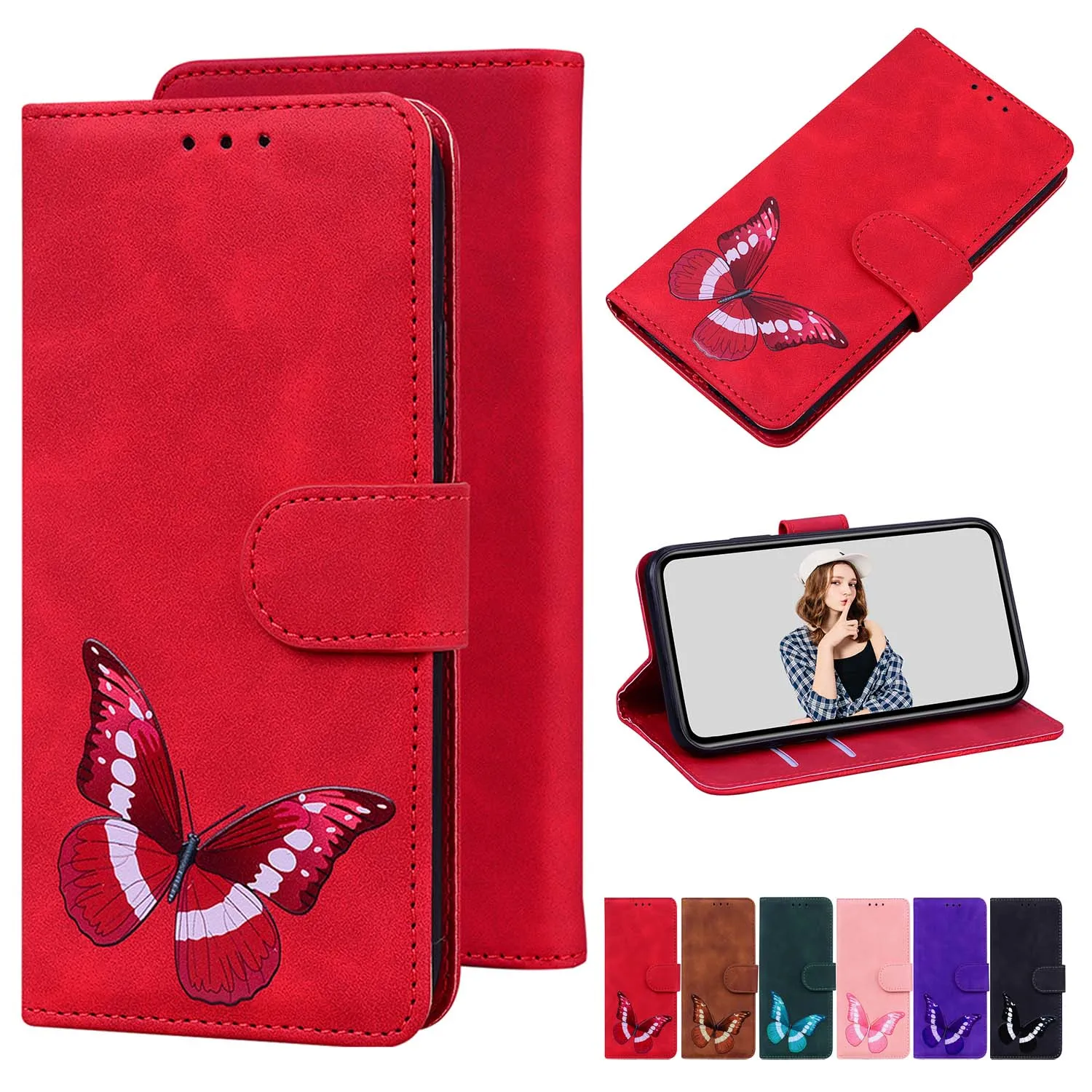 

Butterfly Wallet Flip Leather Case For Samsung Galaxy S10 Plus S20 FE S21 S22 Note 20 Ultra Note 10 Lite Book Cover Stand Coque