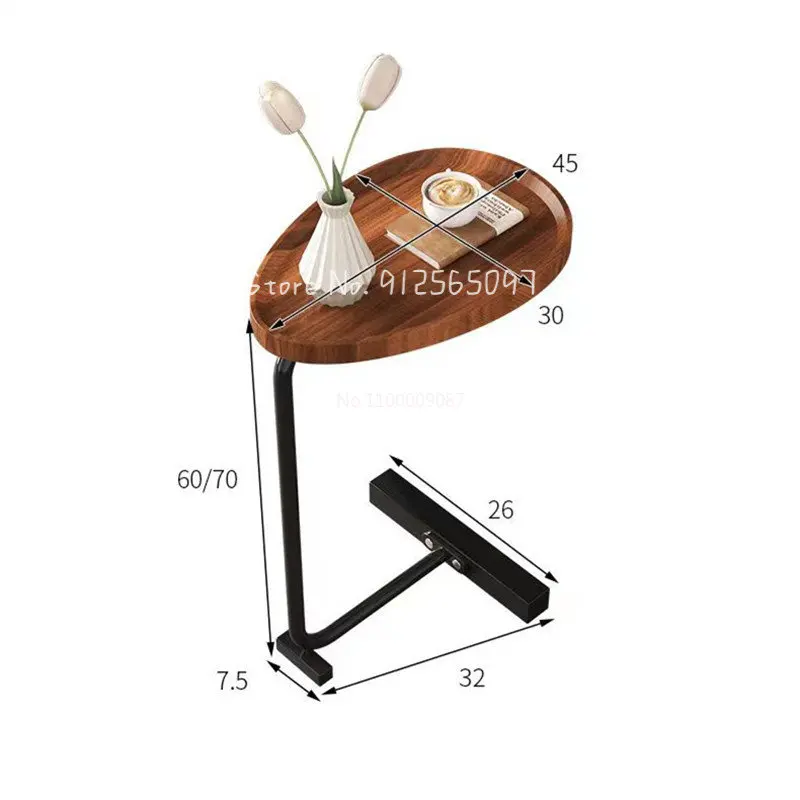 Simple modern wrought iron lazy sofa corner table bedside reading oval  solid wood  coffee table mesas  طاولة قهوة