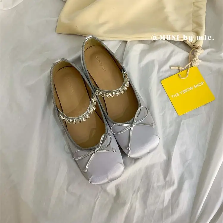 Корейская обувь с бантом женская элегантные женские балетки 2024 платье Modis