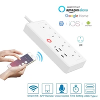 wifi smart power strip uk 4 outlets socket 4 usb 1type c 3 0a quick charge voice control for alexa google assistant