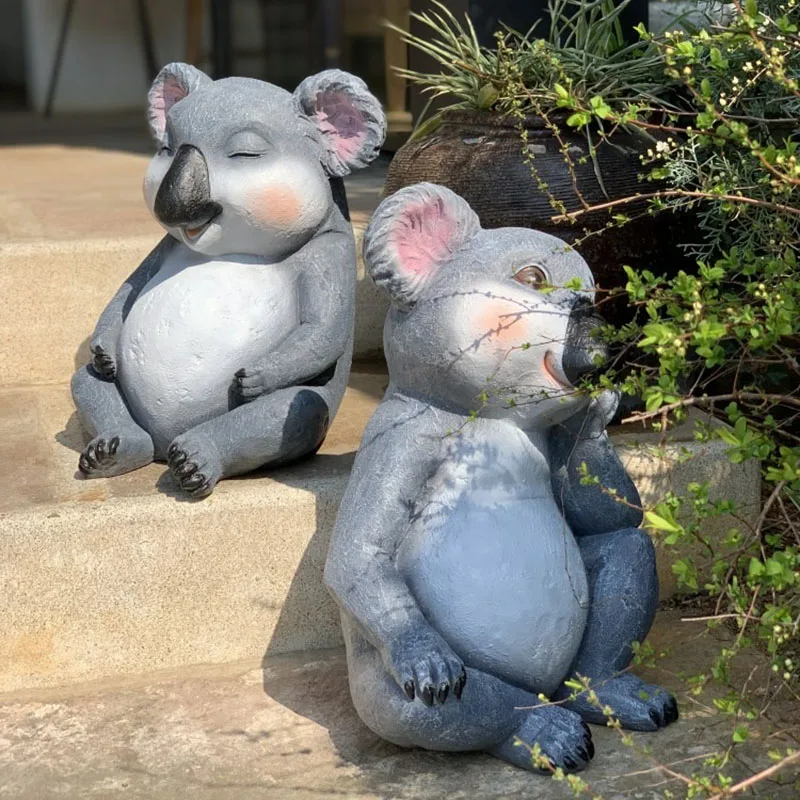 Statues Home Decor Outdoor Garden Lawn Statue Decorations Resin Koala Figurines Landscape Craft Gardening Gnome Ornaments Props