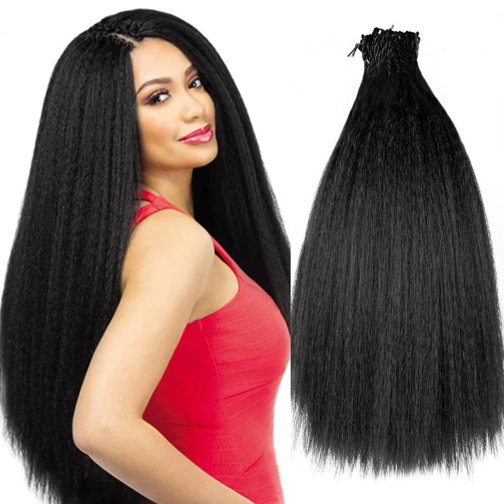 

6 Packs 24 Inches Kinky Straight Crochet Hair with Adjustable Loop Synthetic Pre-looped Yaki Crochet Braiding Hair Extension