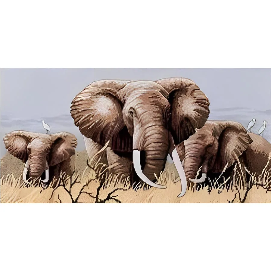 

MM cross stitch kits Lovely Counted Cross Stitch Kit Power of the Serengeti Three Elephants Elephant Family dim 35012