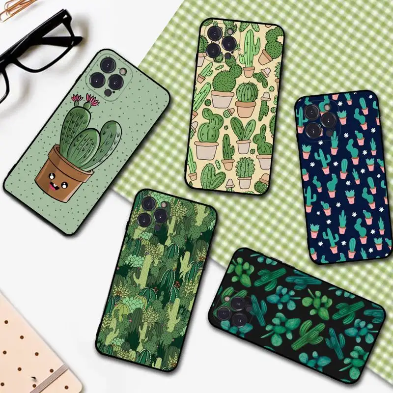 

Cactus illustration Phone Case For iPhone 14 13 12 Mini 11 Pro XS Max X XR SE 6 7 8 Plus Soft Silicone Cover