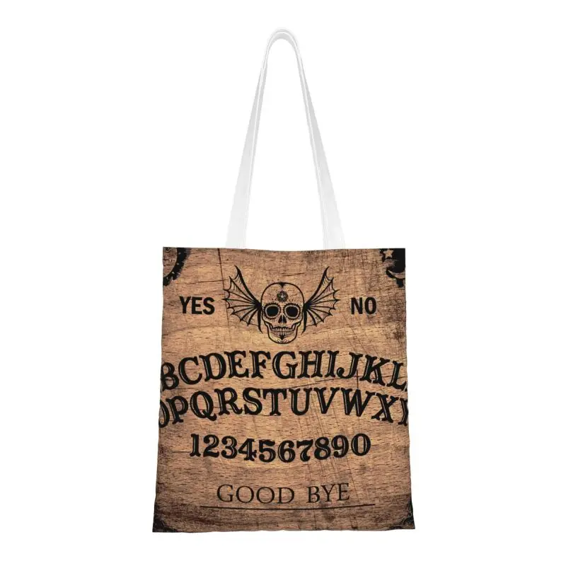 

Custom Black Ouija Board Canvas Shopping Bag Women Durable Grocery Dead Terror Monster Horror Tote Shopper Bags