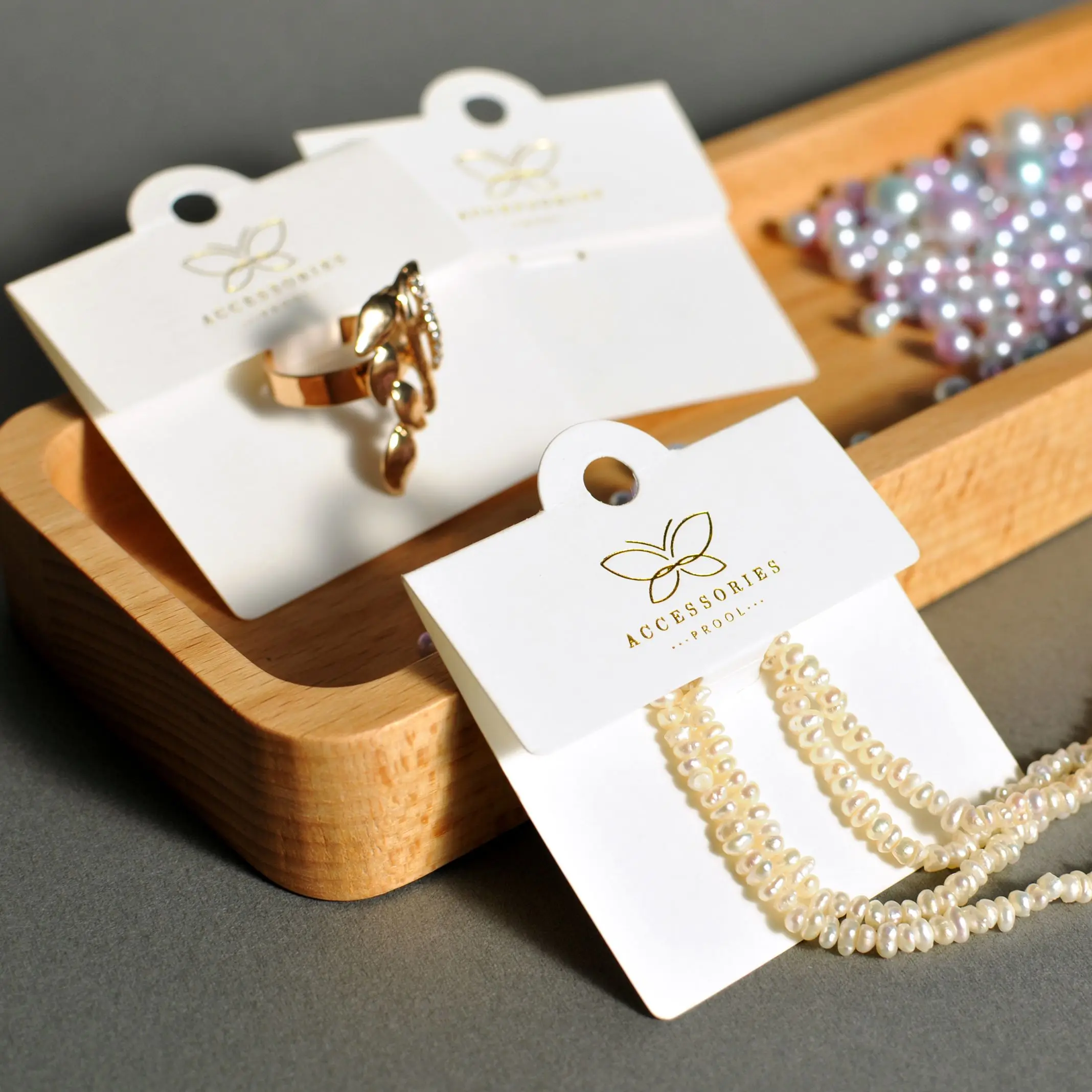 50pcs/lot black custom logo and image ring and necklace Display Cards and Packaging Cardboard Hang Tag Paper Card
