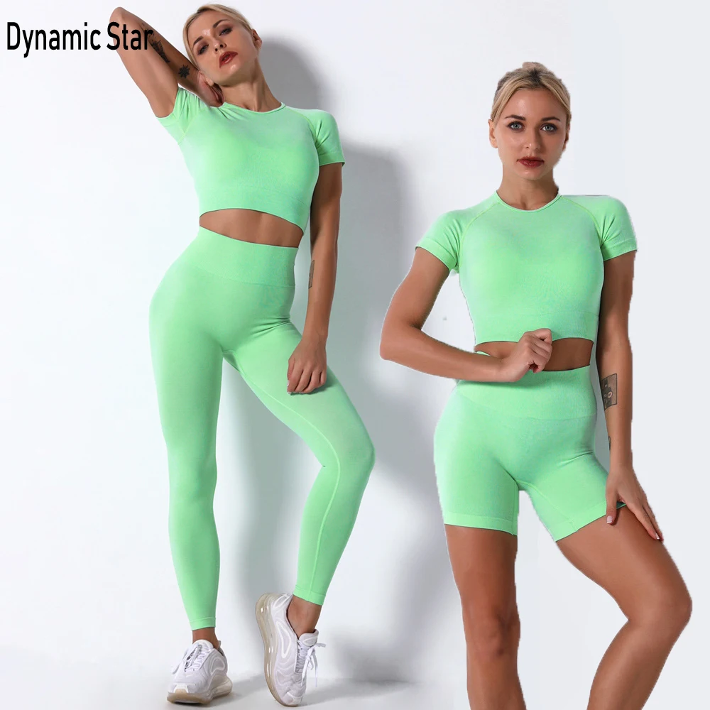

Sportswear Sports Suit Women Yoga Sets Sports Top Shirts Running Shorts Seamless Leggings 2 Piece Set Workout Clothes Tracksuit