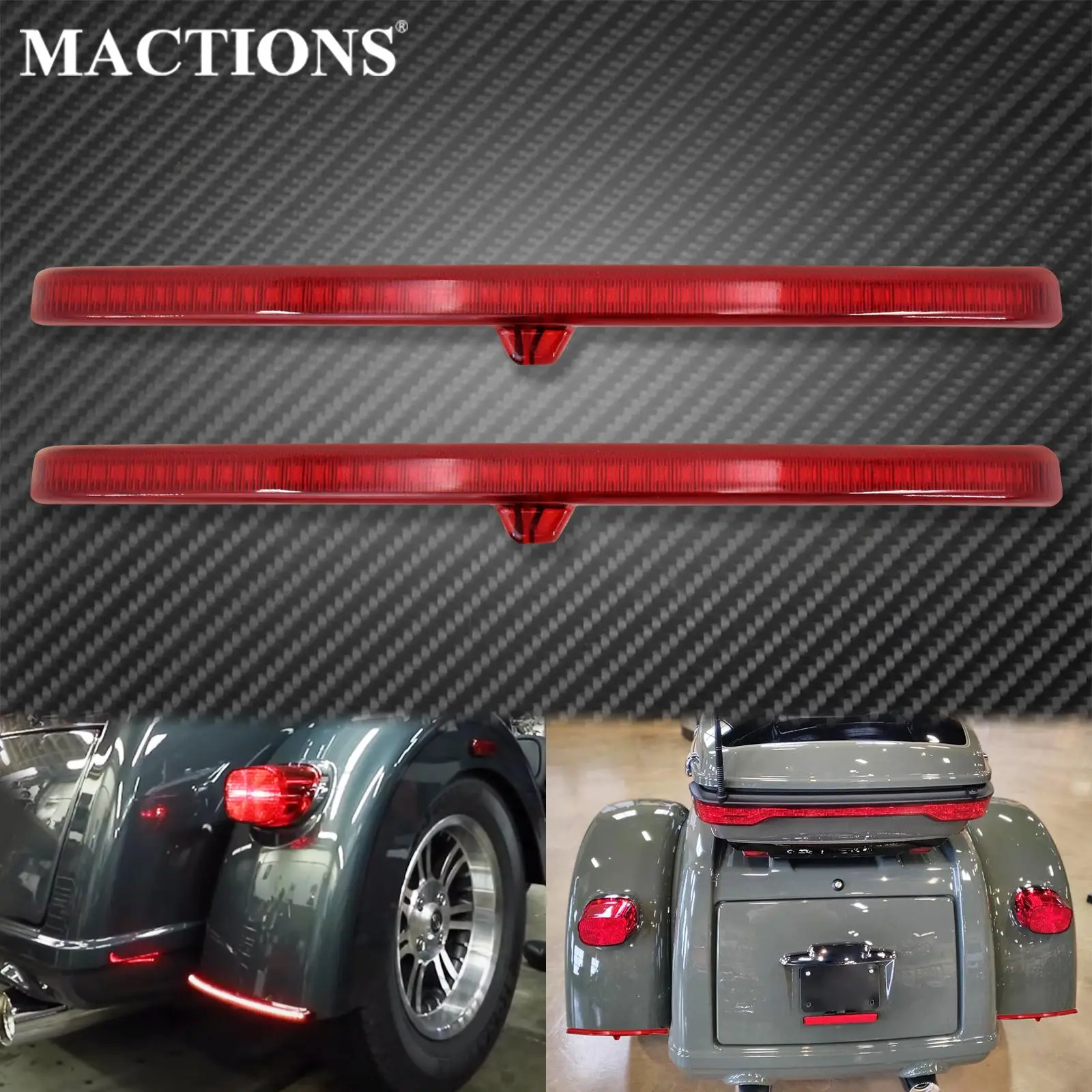 

Motorcycle Red LED Fender Blades Brake Running Light For Harley Touring Tri Glide Ultra FLHTCUTG 09-21 Street Glide Trike FLHXXX