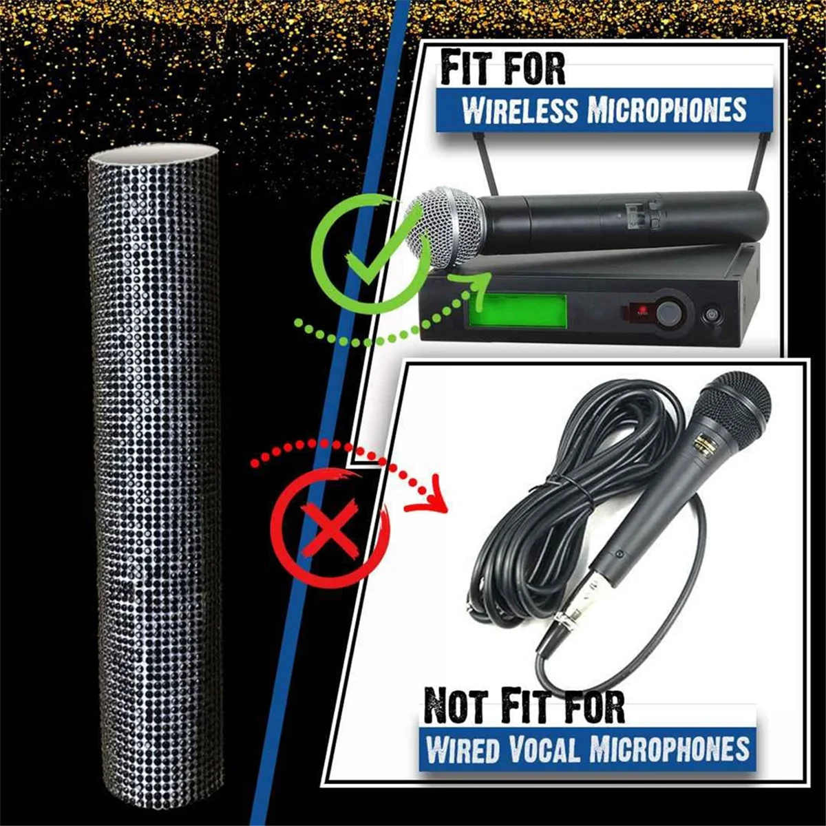 Чехол для микрофонной ручки украшенный блестящими стразами телевизионных шоу