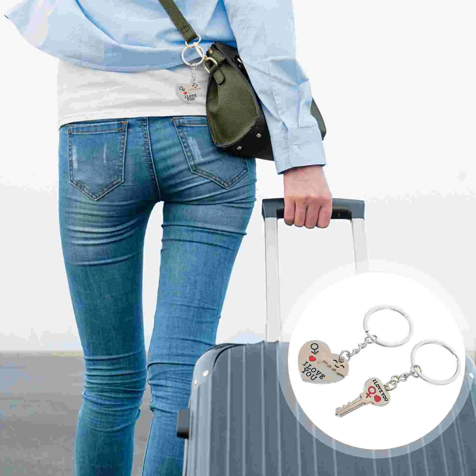 

2 Pcs Couple Keychain Creative Keyring Valentine's Day Gifts Creative Keychain