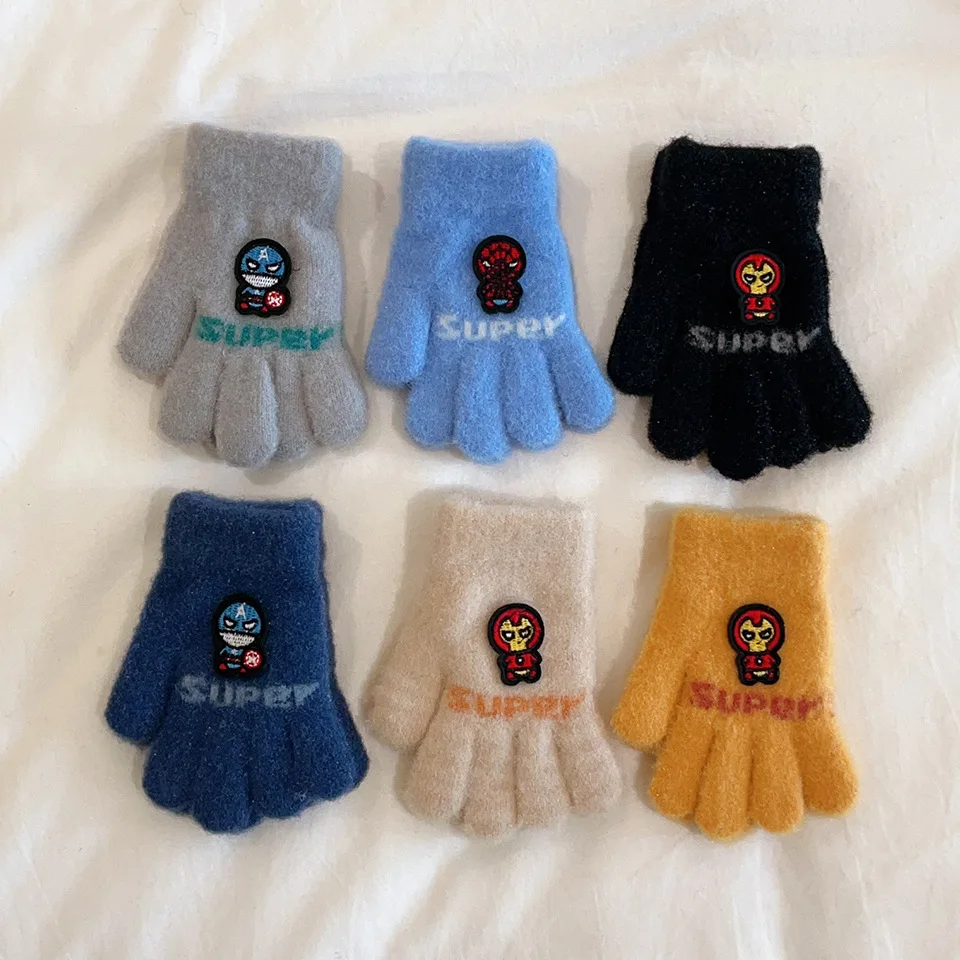 Новые плюшевые перчатки Marvel детские кавайные морозостойкие зимние с сенсорным