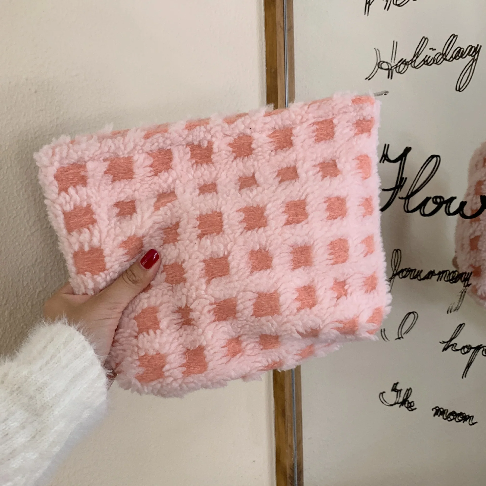 

Женская маленькая сумка для хранения контрастных цветов, ретро клетчатый Дамский плюшевый клатч, сумочка, кошелек, повседневный женский кошелек, сумки для покупок