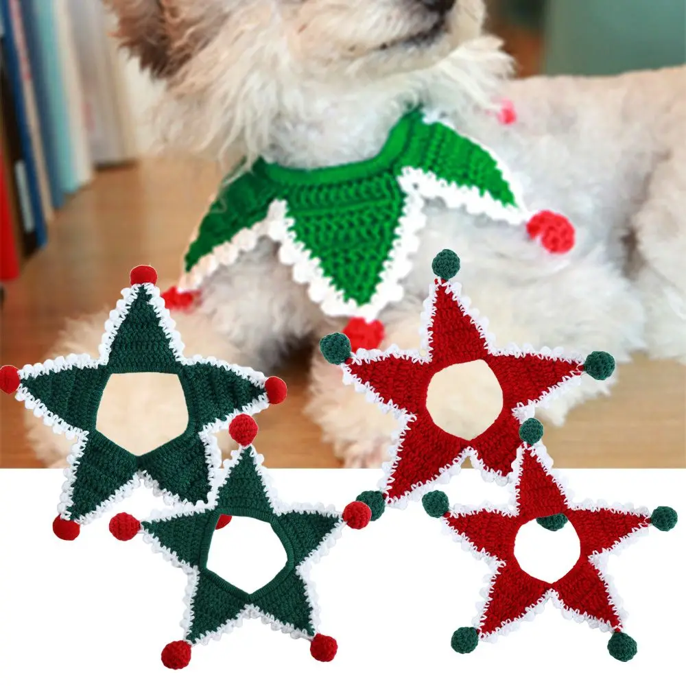 

1 шт. вязаный пятиконечный женский ошейник для домашних животных, Рождественский костюм для собак, Рождественский шарф, товары для домашних ...