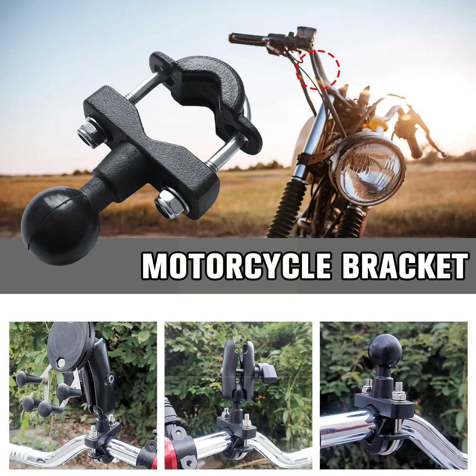 

1 Inch Ball U-bolt Motorcycle Handlebar Bike Rail Rod Mount Base For Camera Smartphone For Ram Mount I6b8
