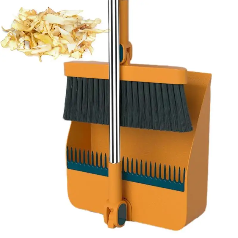 

Broom And Dustpan Brooms For Sweeping Indoor Cleaning Dustpan 180 Rotation Long Handle Dense Bristles For Dining Room Bathroom