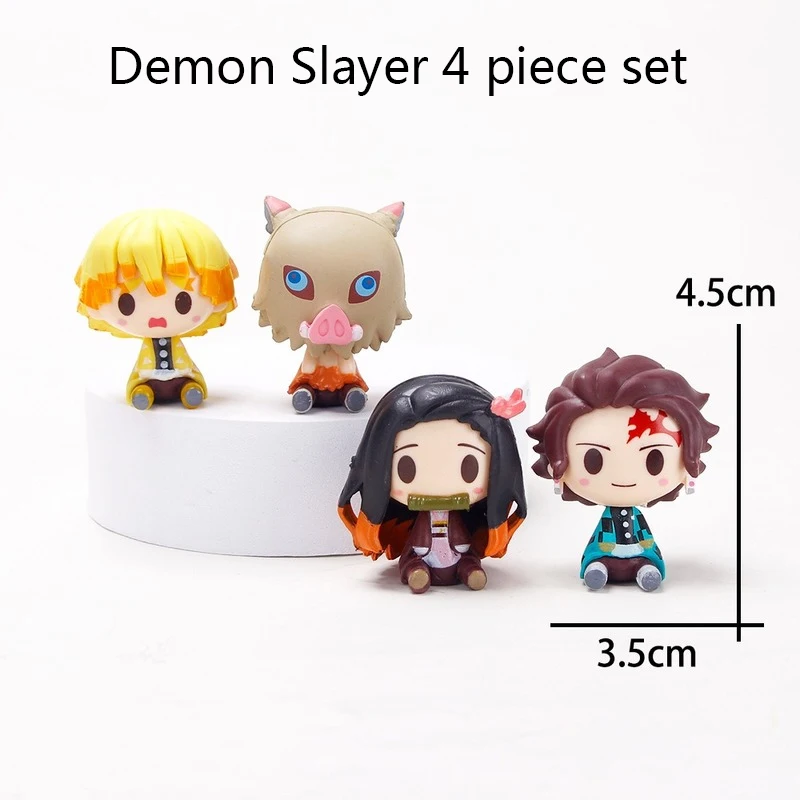 

4 Piece Set Anime Demon Slayer PVC Q Version Kamado Tanjirou Kamado Nezuko Room Decoration Action Figure Toys Gifts