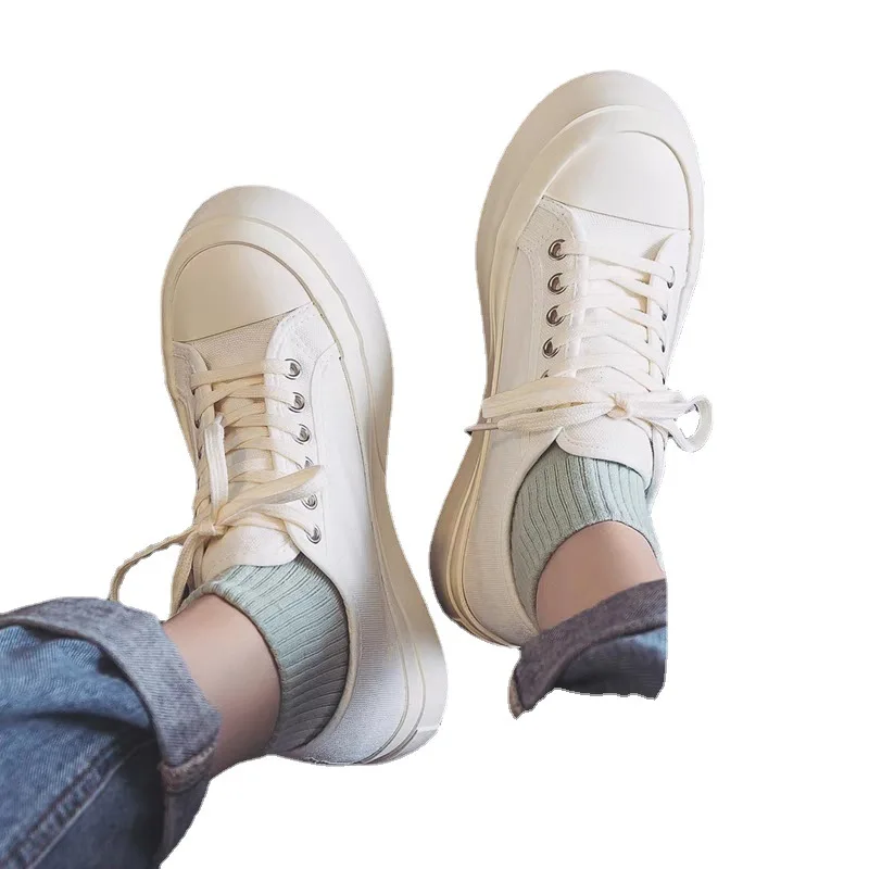 Ins Canvas Shoes Women's Korean Version Ulzzang Tide Harajuku Style Big Head Shoes 2022 Spring Casual Small White Shoes Board