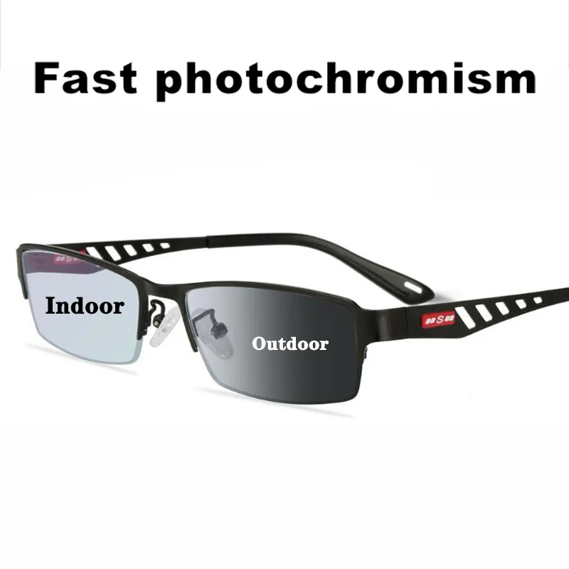 

Transition Photochromic Reading Glasses Men UV400 Sun Metal Frame Optical Lens Change Color Presbyopic Eyeglasses Diopter 1.0+4