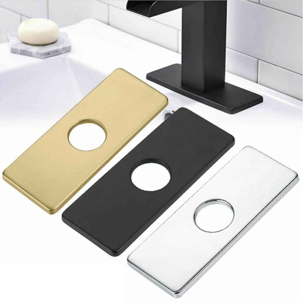 

1 Pc Faucet Plate Hole Tap Cover Deck Plate Stainless Steel Bathroom Kitchen Sink 162mm*63mm For Most Single Hole Faucet