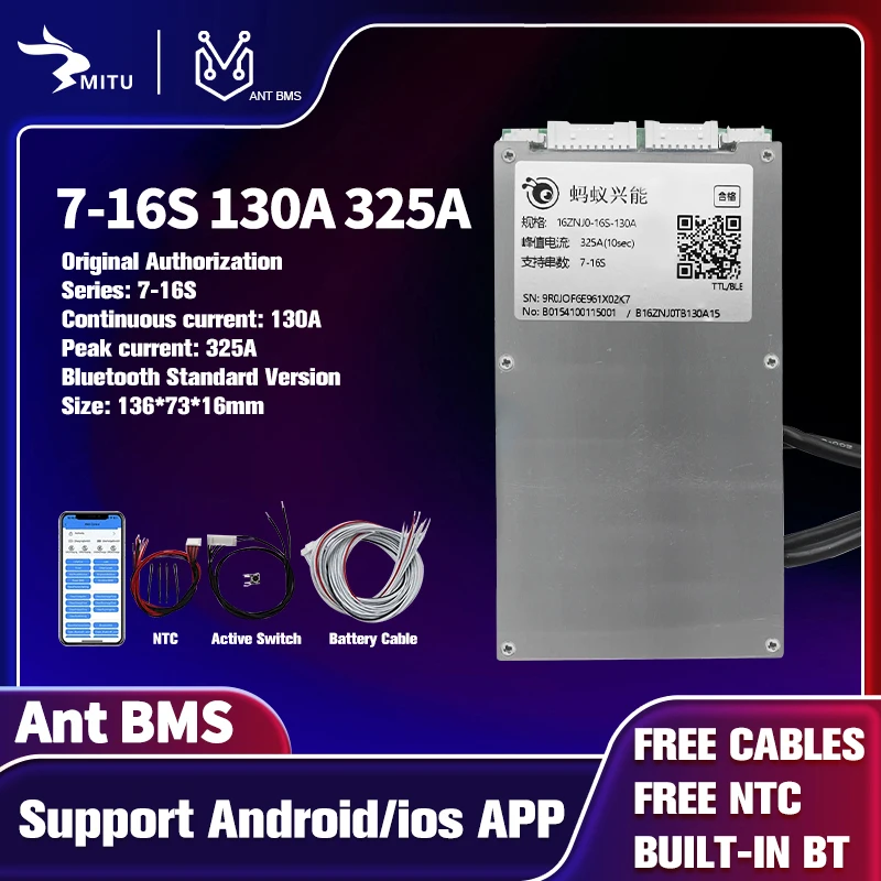 Smart ANT BmS 7S 16S 130A 325A 8S 9S 10S 11S 12S 13S 14S 15S 24V 36V 48V 60V 72V Lifepo4 Li-Ion LTO Aplication Bluetooth равновесие