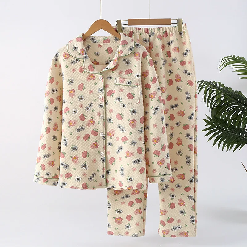 Утепленная одежда для сна из двух предметов женская домашняя пижама брюки