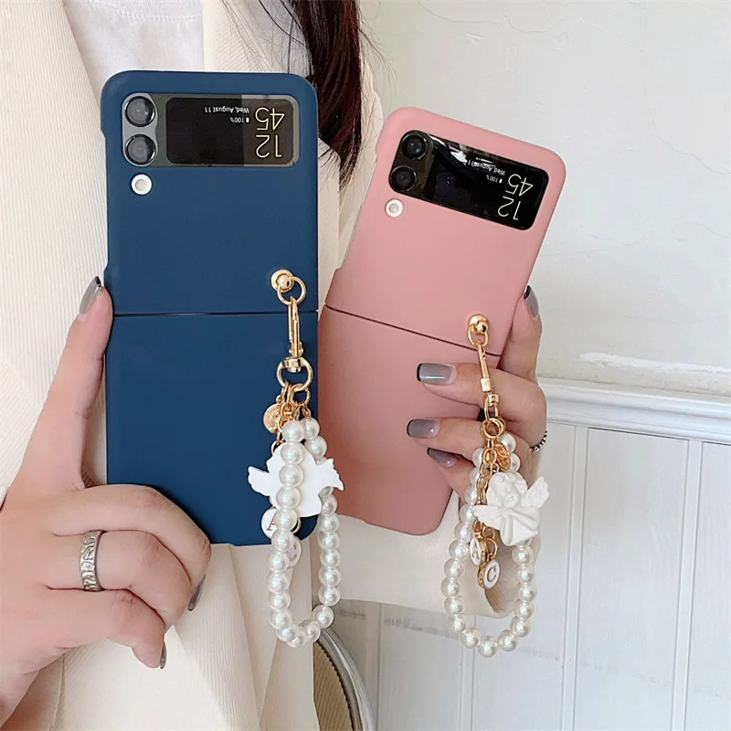 

Angel Pendant Beads Bracelet Phone Case for Samsung Galaxy Z Flip 3 Z Flip 4 Hard PC Back Cover for ZFlip3 ZFlip4 Case Shell