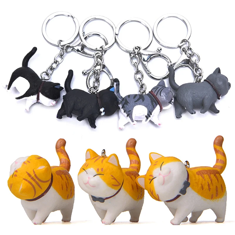 

Japanese Healing Style Plastic 3D Cat Keychain Women Cute Animal Car Key Chain Ring Fashion Kawaii Bag Backpack Pendant Jewelry