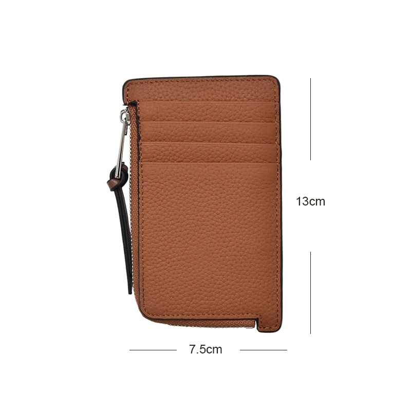 Women's Fashion Classic Ultrathin Small Credit Card Bag Multi slot Zipper Litchi Pattern Two Colors Short Portable Zero Wallet