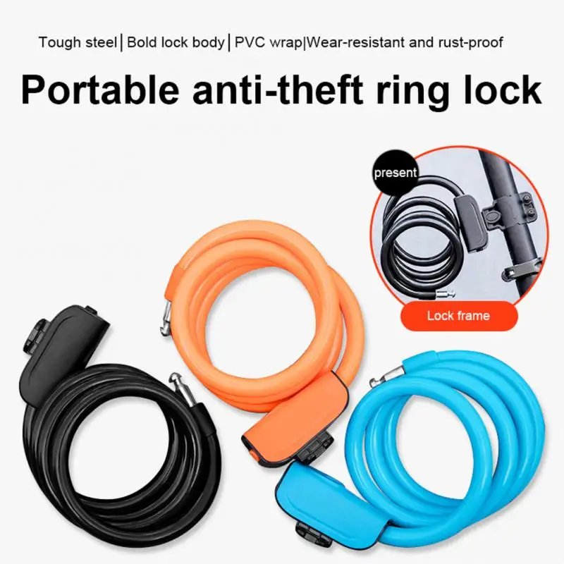 

Mountain Bike Lock Bicycle Lock Portable Helmet Electric Battery Car Soft Chain Wire Anti-theft Safety Lock Cycling Accessories