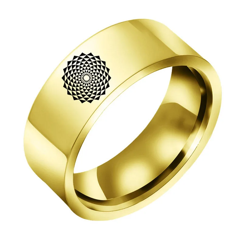 

Titanium Steel Jewelry 8mm Wide Personalized Kaleidoscope Stainless Steel Men's And Women's Ring