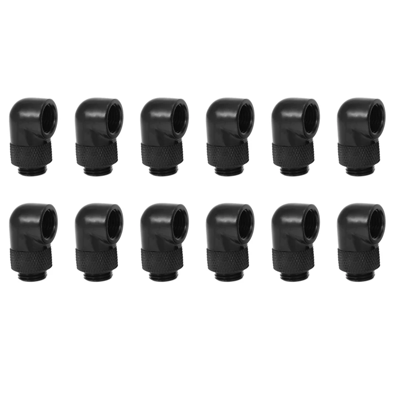 

New 12Pcs / Lot G1 / 4 Inch 90 Rotary Compression Fitting 90 Degree Rotary Fitting Water Cooling Adaptors Metal Connector