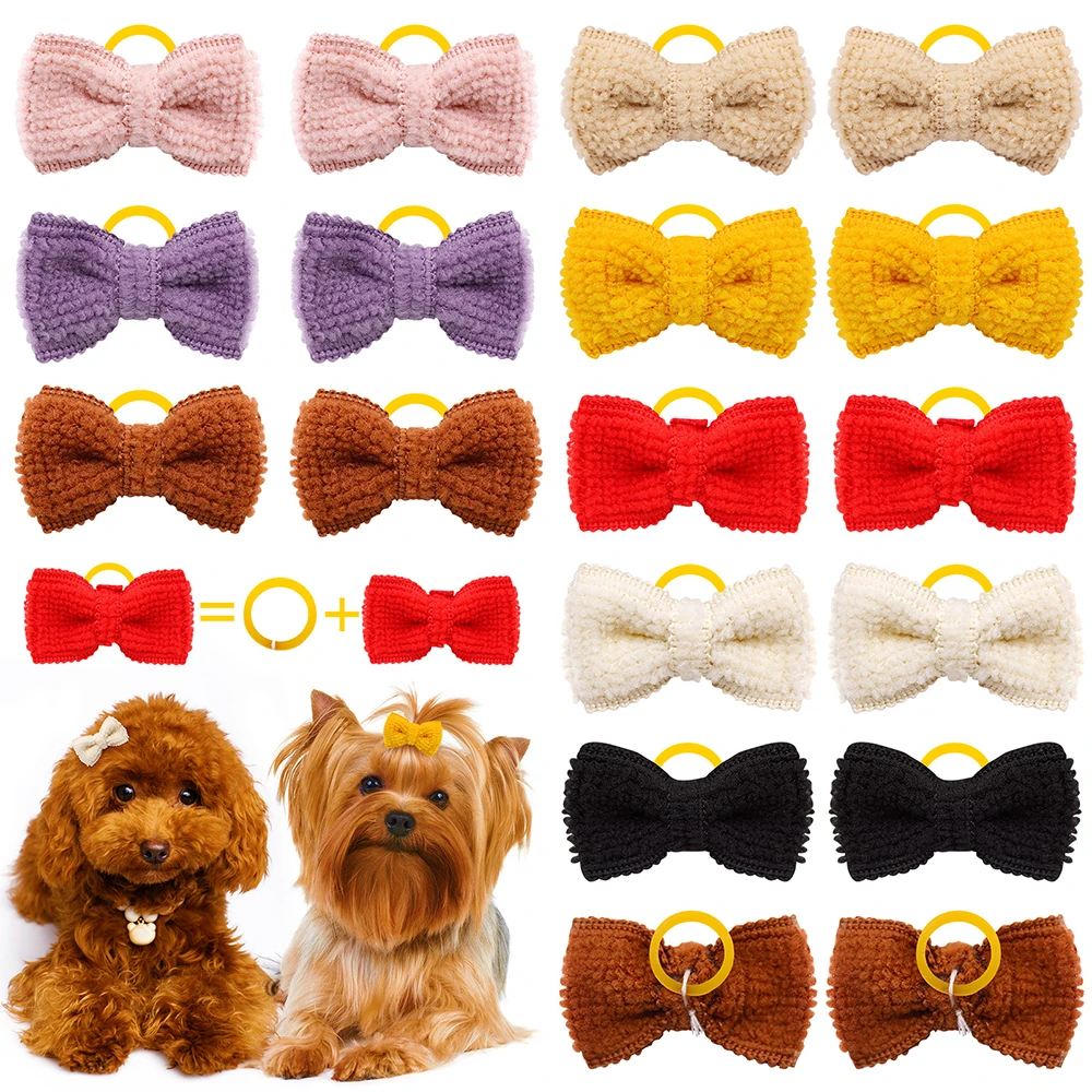 

Bows Dog Rubber Small Bow Hair Color Plush Dog Dog Hair Mix Soft Bands Supplies Bowknot Accessories Decorate Pet For With