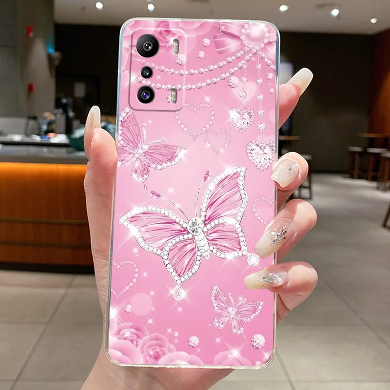 Фото Задняя крышка для Infinix Zero 5G, 2022, роскошный модный чехол с бабочками и цветами, прозрачный силиконовый мягкий чехол из ТПУ, чехол для телефона X6815 X6815B №4
