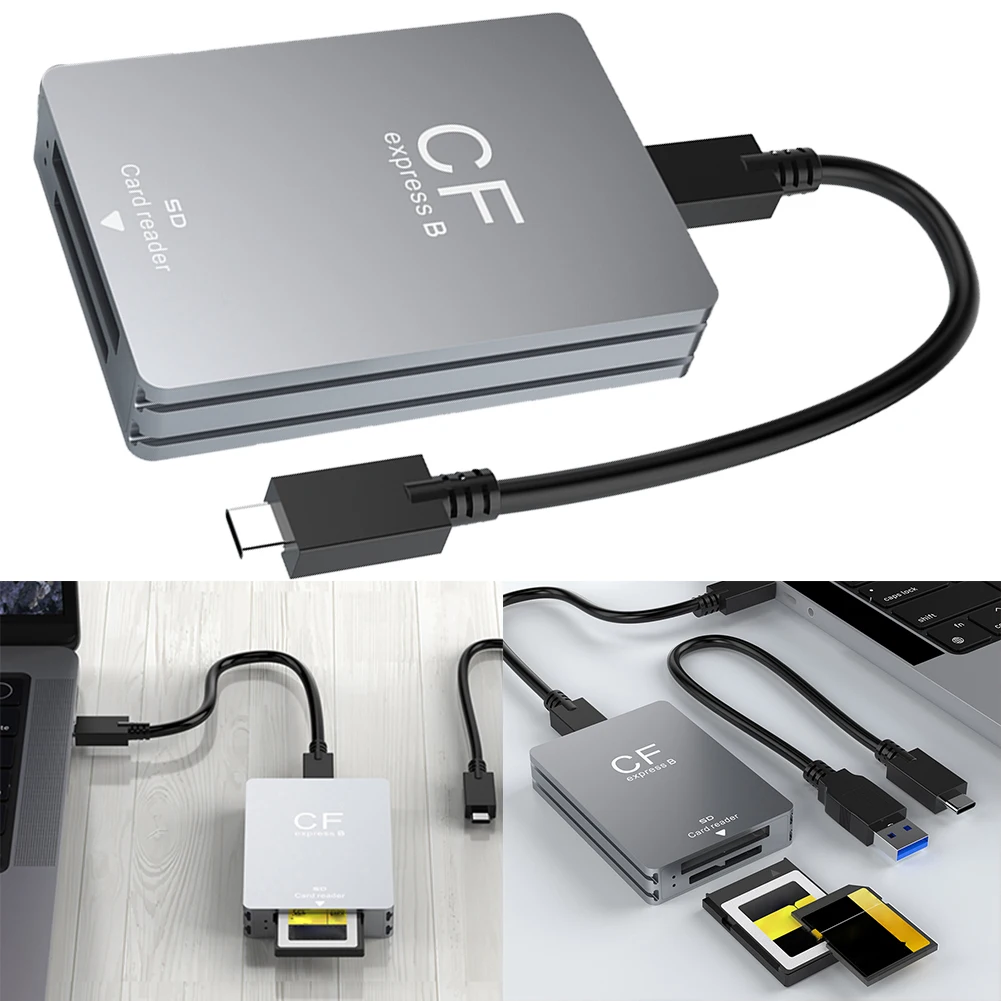 Фото Устройство для чтения карт памяти 2-в-1 CFexpress Type B и SD, адаптер USB 3.2 10 Гбит/с с двумя слотами, поддержка Android/Windows/OS для SLR-камер №1