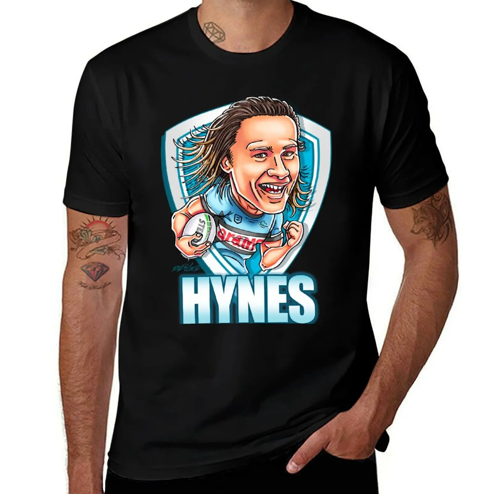 Фото Футболка Nicho Hynes Cartoon - Cronulla - NRL, однотонная футболка больших размеров №1