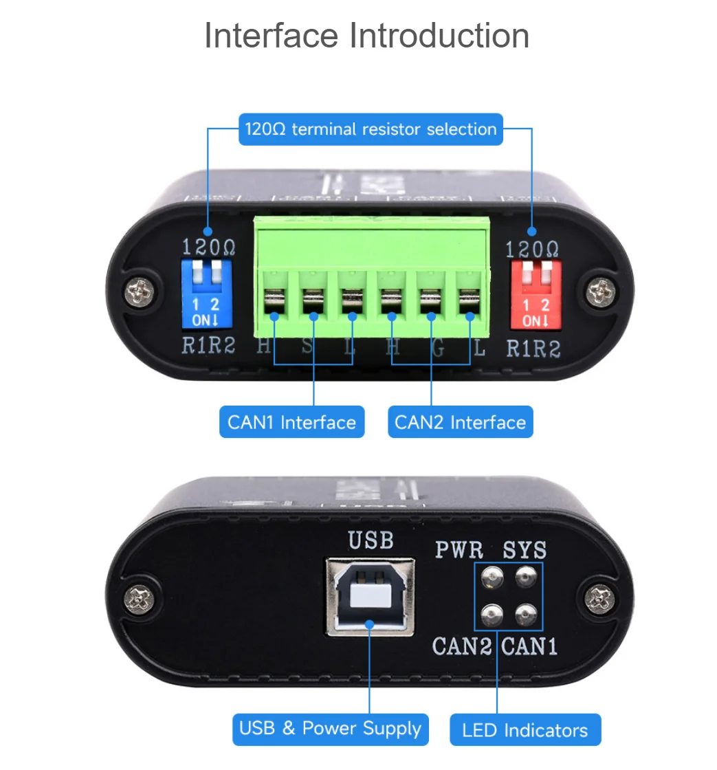 Анализатор данных шины CAN/CAN FD промышленного класса адаптер USB-CAN карта интерфейса