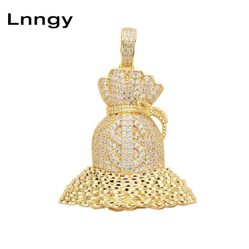 

Lnngy Yellow Gold Pave CZ Dollar Sign Gorgeous Pendant 10K Solid Yellow Gold Iced Out CZ Hip Hop Rock Jewelry Gift for Men Women