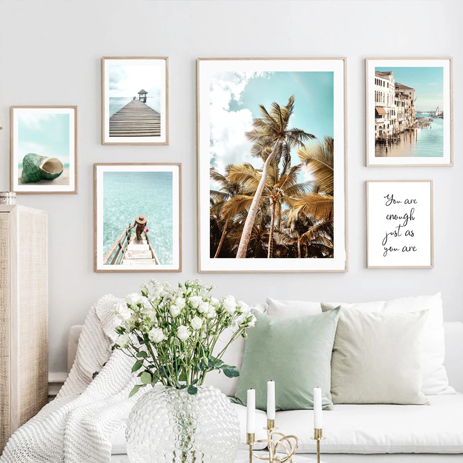 

Venice Town Palm Trees Sea Bridge Scandinavia Nordic Art Wall Posters And Prints Canvas Painting Pictures For Living Room Decor