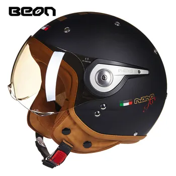 Capacete-BEON 110B 레트로 오토바이 헬멧, 3/4 년 오픈 페이스 오토바이 제트 빈티지 레트로 헬멧 Casco ECE 인증