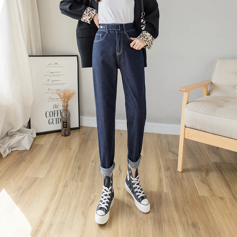2022 New Spring Summer Style Pants Female Fashion Age Reducing Jeans Women'S Korean High Waist Loose Thin Elastic Trousers