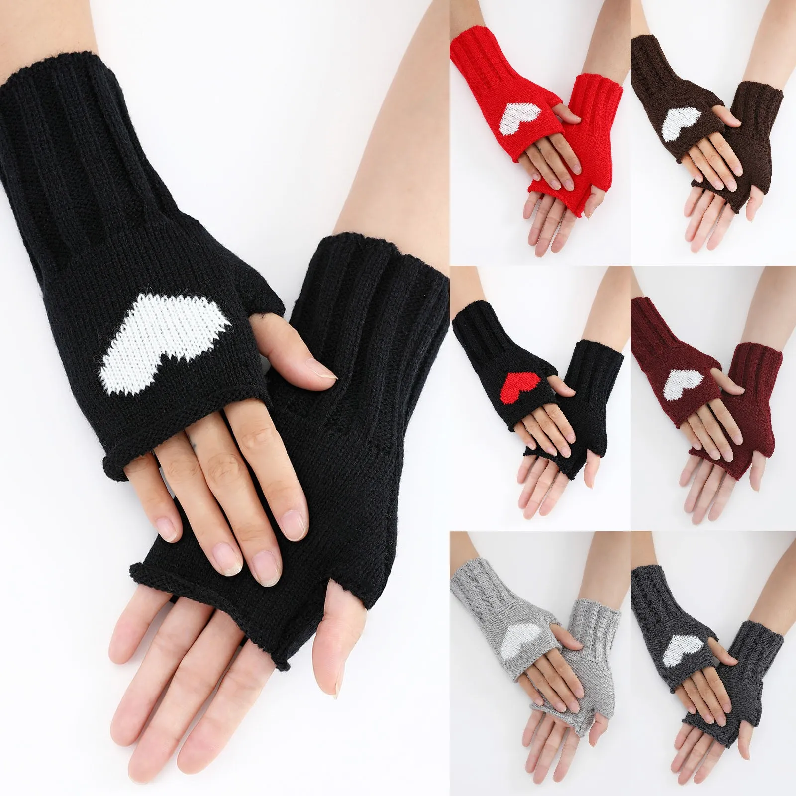 

1 пара, женские вязаные перчатки унисекс без пальцев