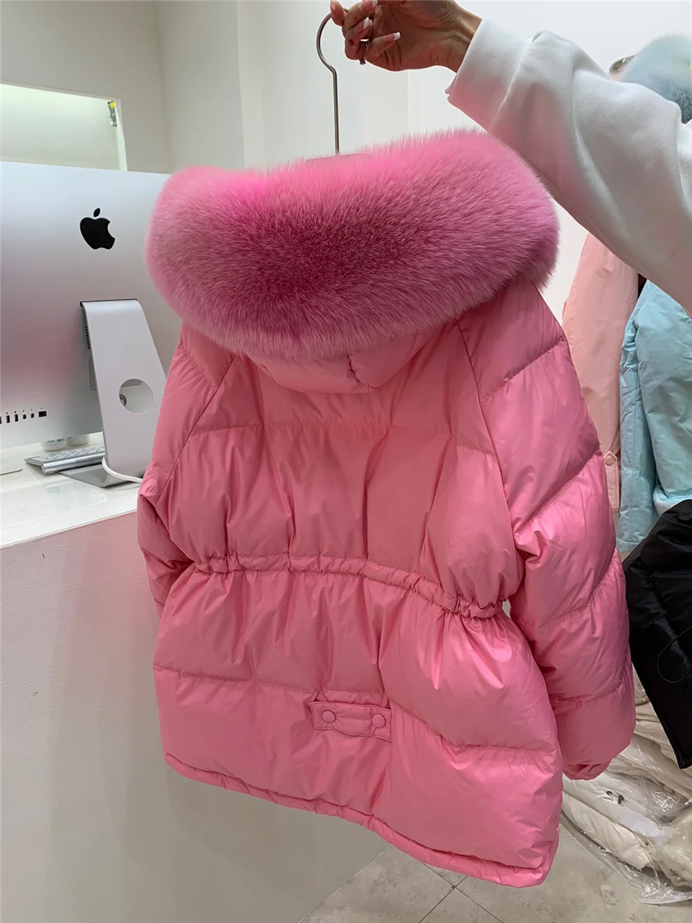 Furyoume New Winter Women White Duck Down Jacket Real Large Fox Fur Collar Coat Thick Warm Streetwear Female Parka Snow Outwear