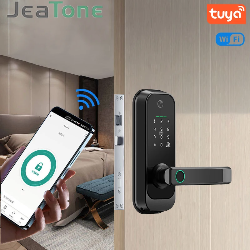 Jeatone Wi-Fi умный дверной замок Tuya цифровой электронный с биометрической камерой