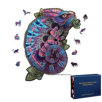 chameleon 3d wooden puzzles games unique wooden jigsaw puzzle for adults kids montessori educational toys wood diy crafts gifts