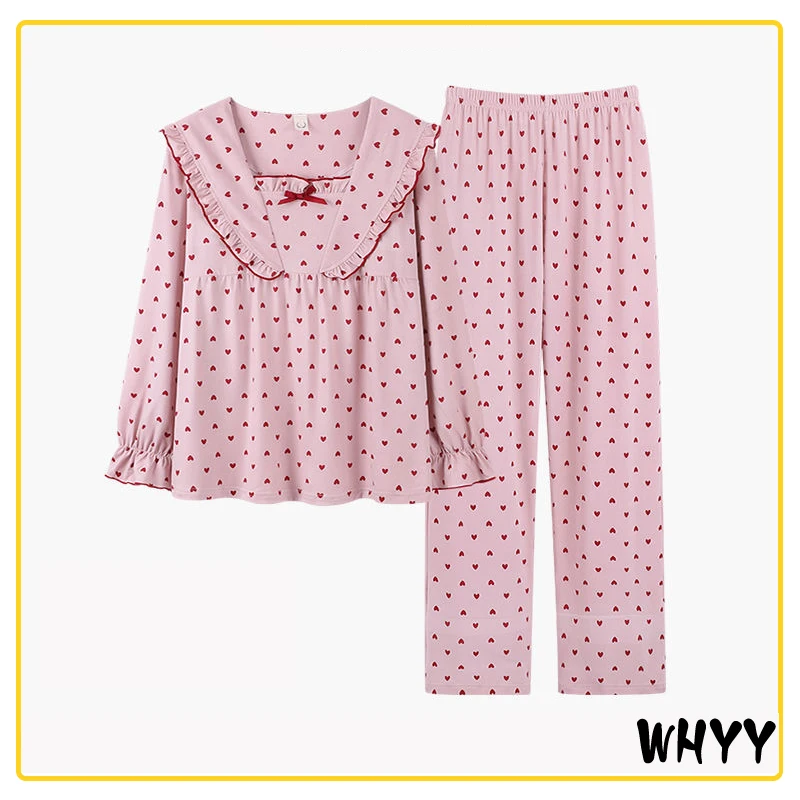 

Женские пижамные комплекты, весенне-осенняя винтажная модная пижама с длинным рукавом и цветочным рисунком, свободная Элегантная пижама, Ж...