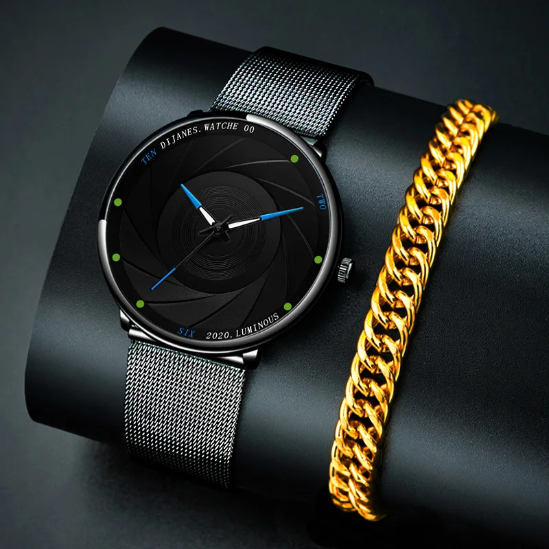 

Fashion Men's Watch Stainless Steel Mesh Band Bracelets Watches Quartz Wristwatch Men Business Simple Clock relogio masculino