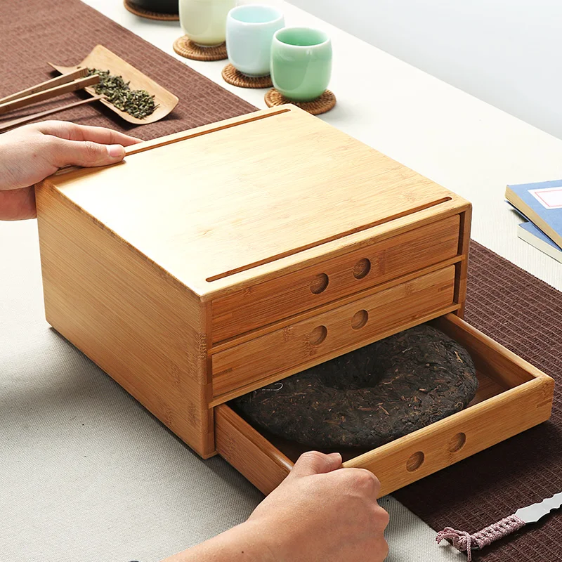 

Pu'er Drawer Kung Tea Fu Healthy Separator Tea Tray Set Cut Bamboo Tea Accessories Storage Pu'er Food Boxes Ceremony